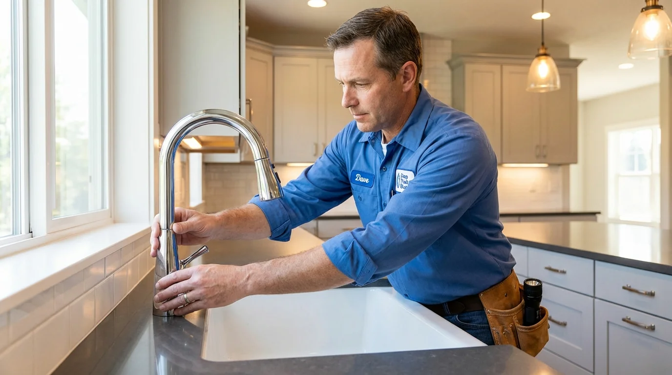 Kitchen faucet installation by Johns Plumbing LLC in Lisbon Falls