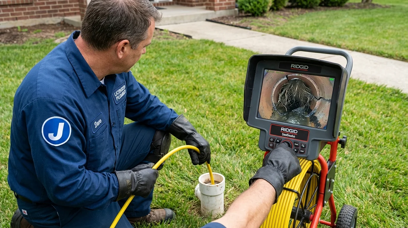 Sewer camera inspection being performed by Johns Plumbing LLC in Lisbon Falls